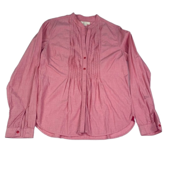 Victoria Secret Blouse Women Size Medium Button Down Pleading Long Sleeves Red - Picture 1 of 15